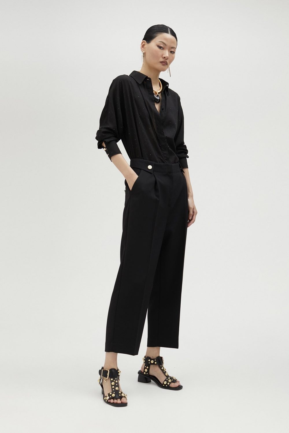 Black Shirt With Rhinestone Retail