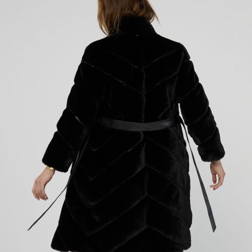 Contrast Faux  Fur Coat