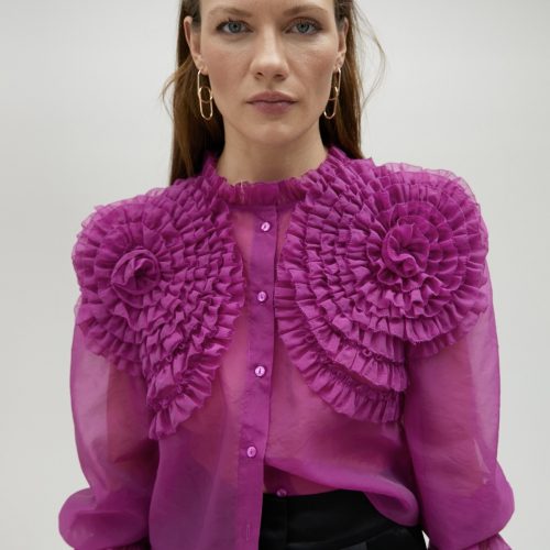 Fuchsia Blouse With Floral Details