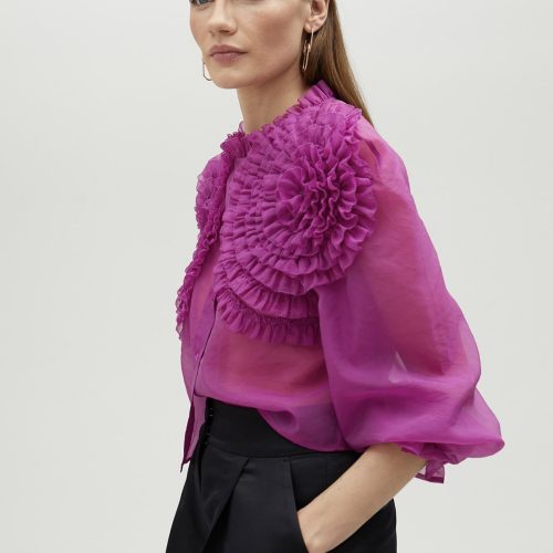 Fuchsia Blouse With Floral Details