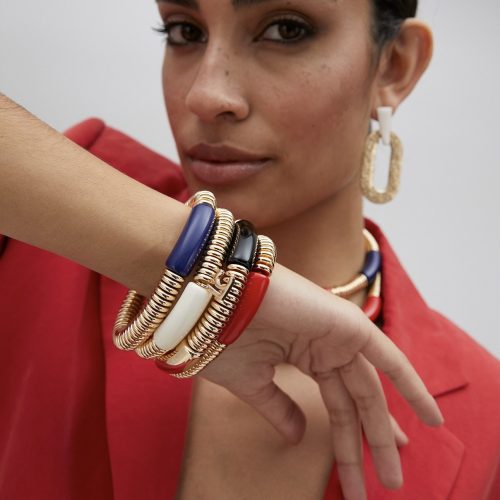 Pack of Bracelets with Colored Acrylic Pieces