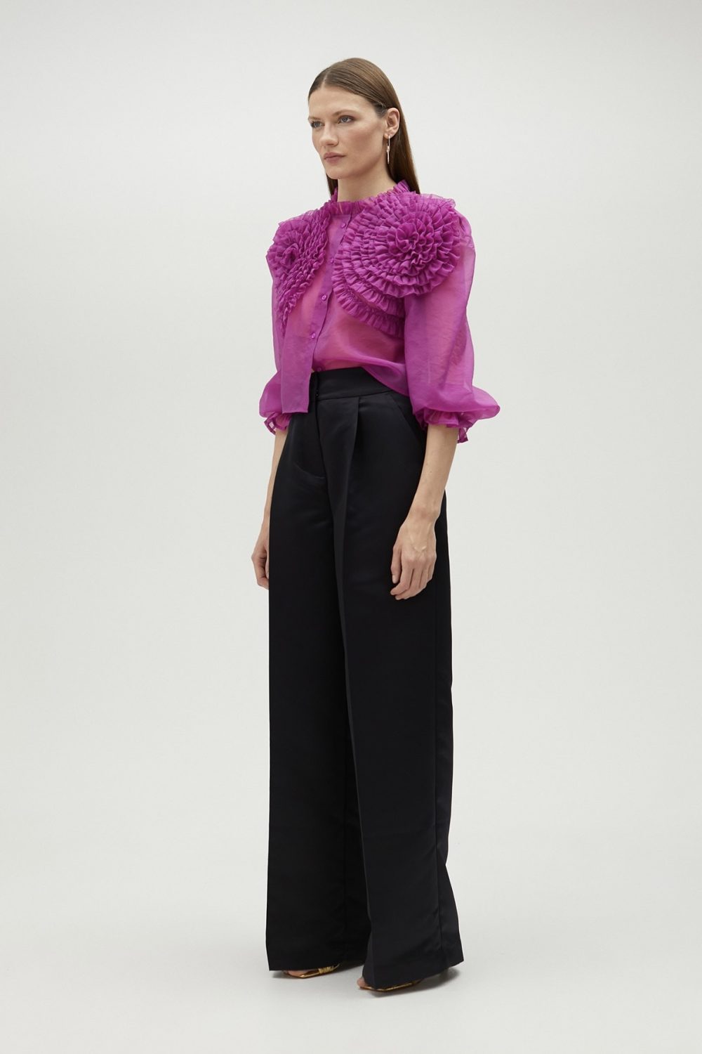 Fuchsia Blouse With Floral Details