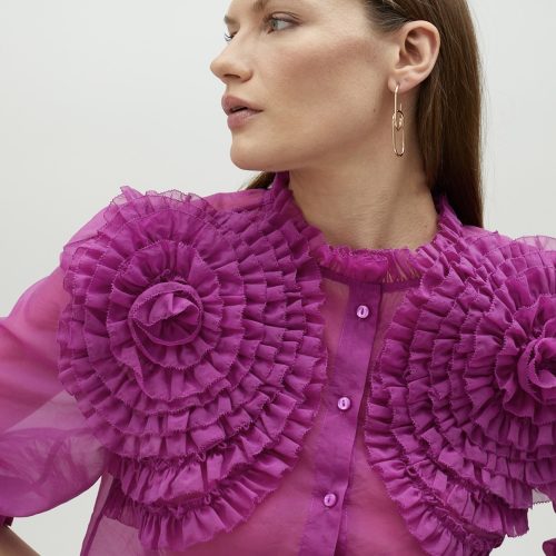 Fuchsia Blouse With Floral Details