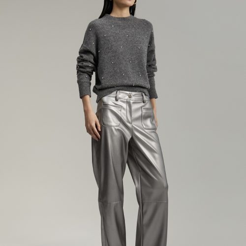 Wide Leg Silver Pants