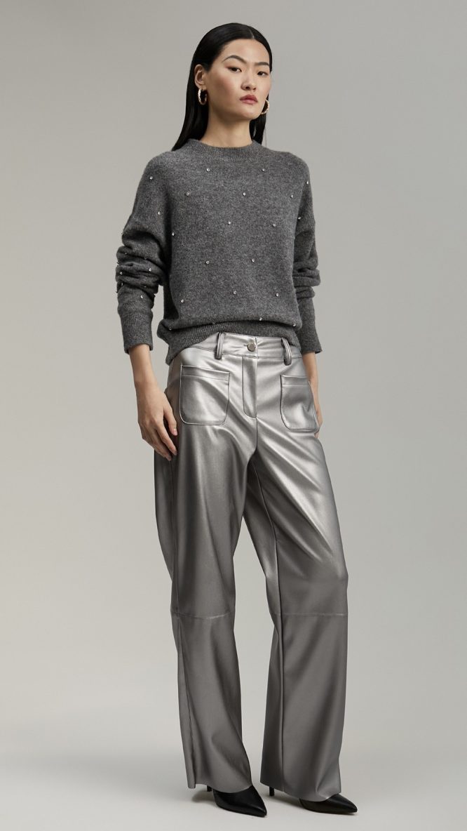 Wide Leg Silver Pants