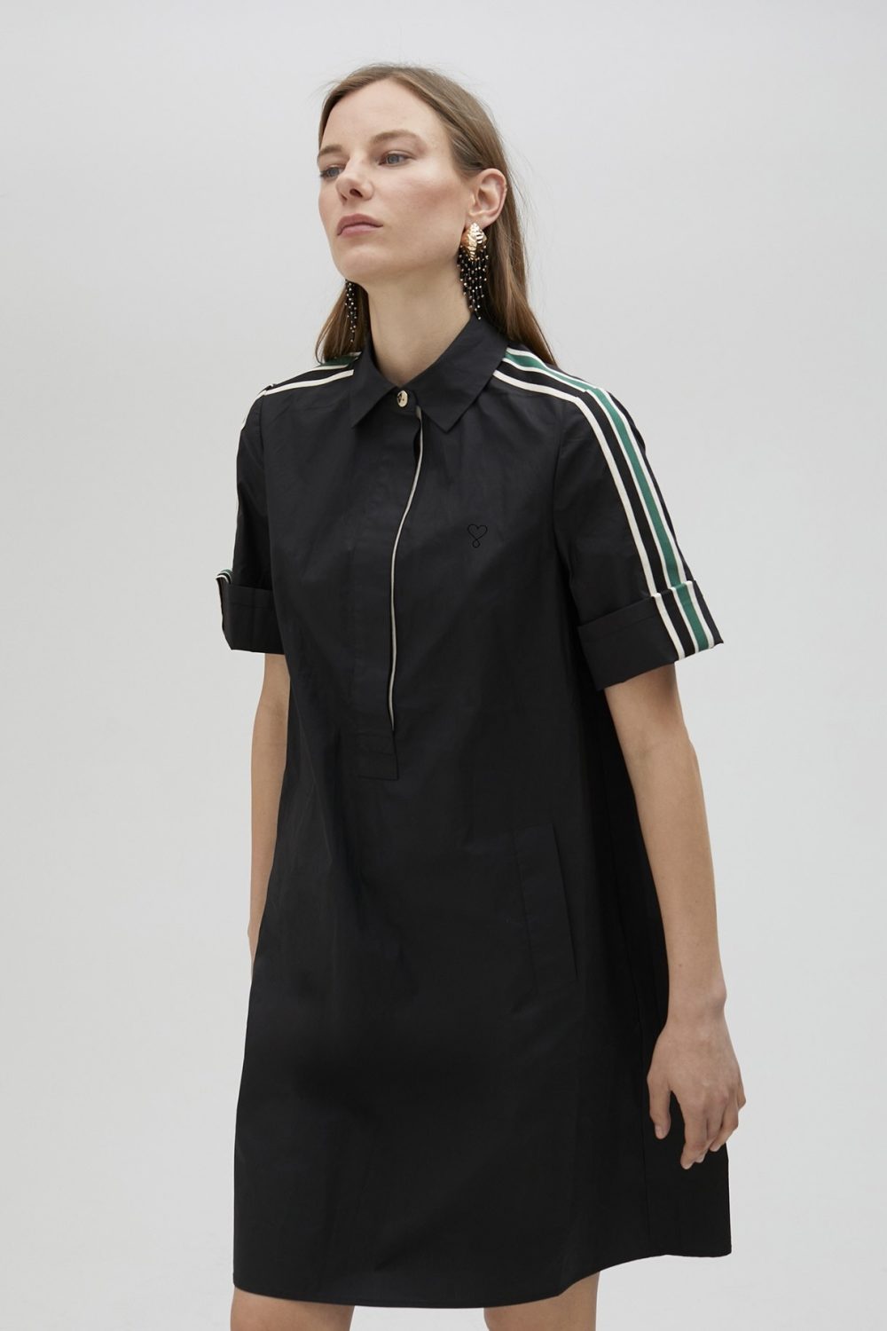 Poplin Black Mini Shirt Dress