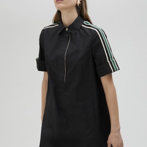 Poplin Black Mini Shirt Dress