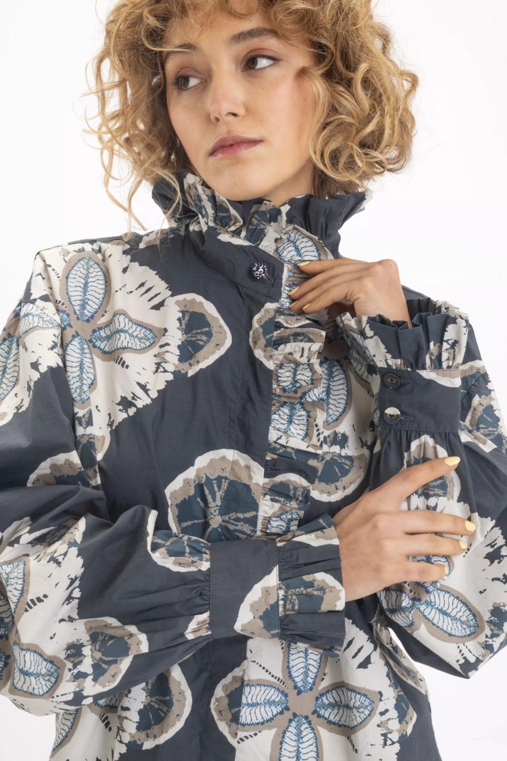 εικόνα-8 Vishnu Floral Print Charcoal Shirt