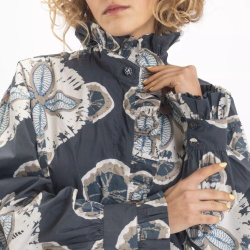 εικόνα-8 Vishnu Floral Print Charcoal Shirt