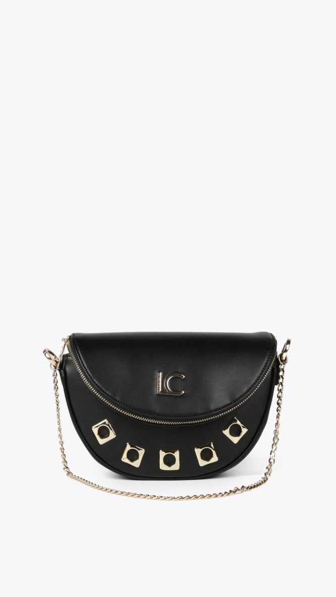 Crossbody Bag with Square Metal Eyelets