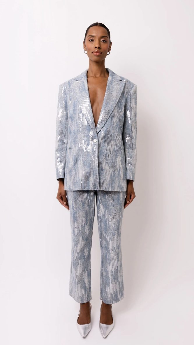 Teddie Blue Denim Embellished Blazer