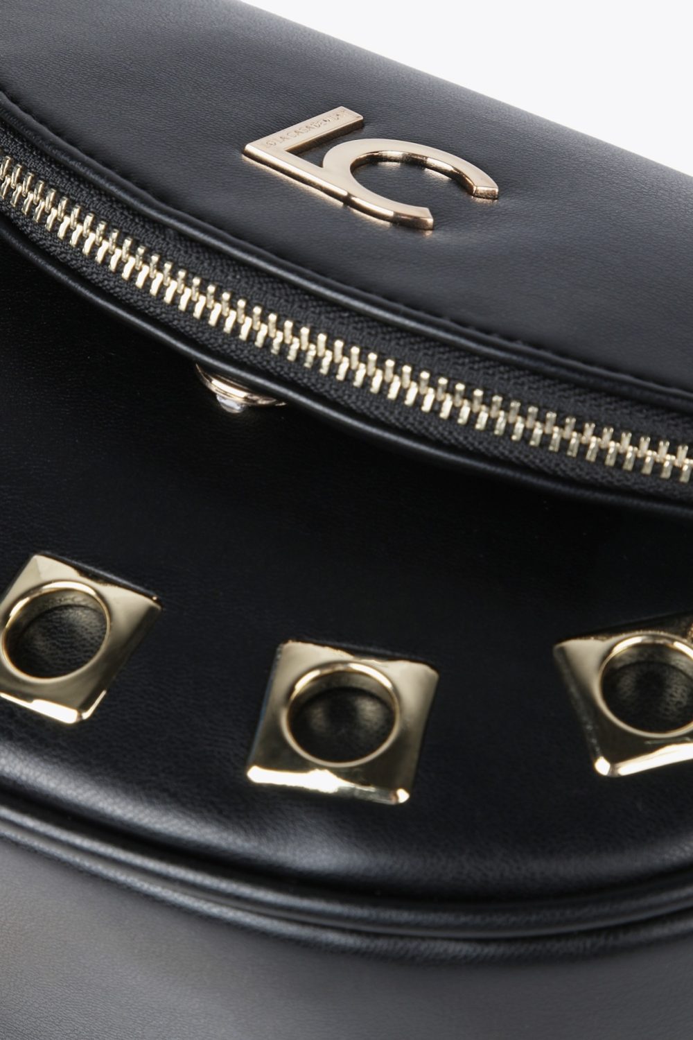 Crossbody Bag with Square Metal Eyelets