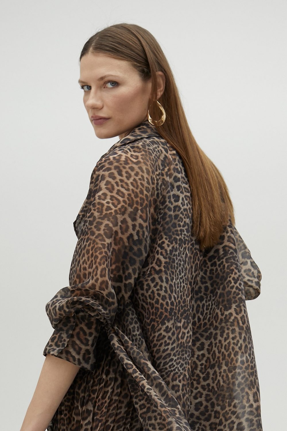 Pleated Animal Print Skirt With Ruffles