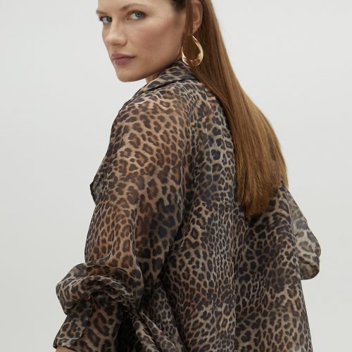 Pleated Animal Print Skirt With Ruffles