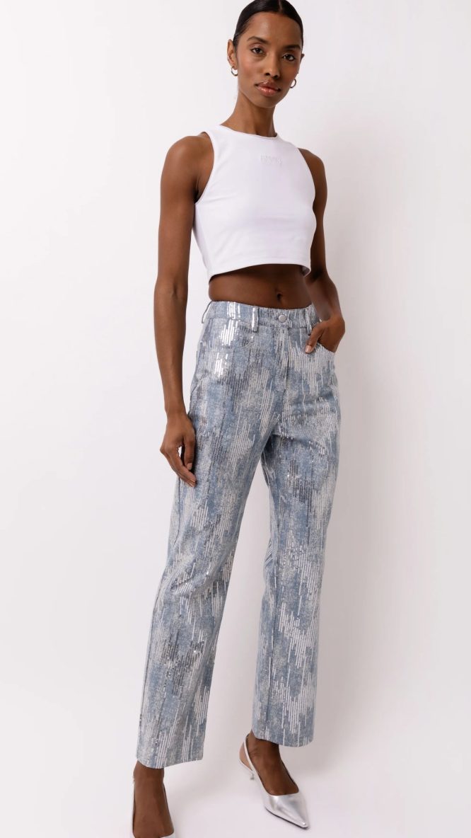 Teddie Embellished Straight Leg Pants