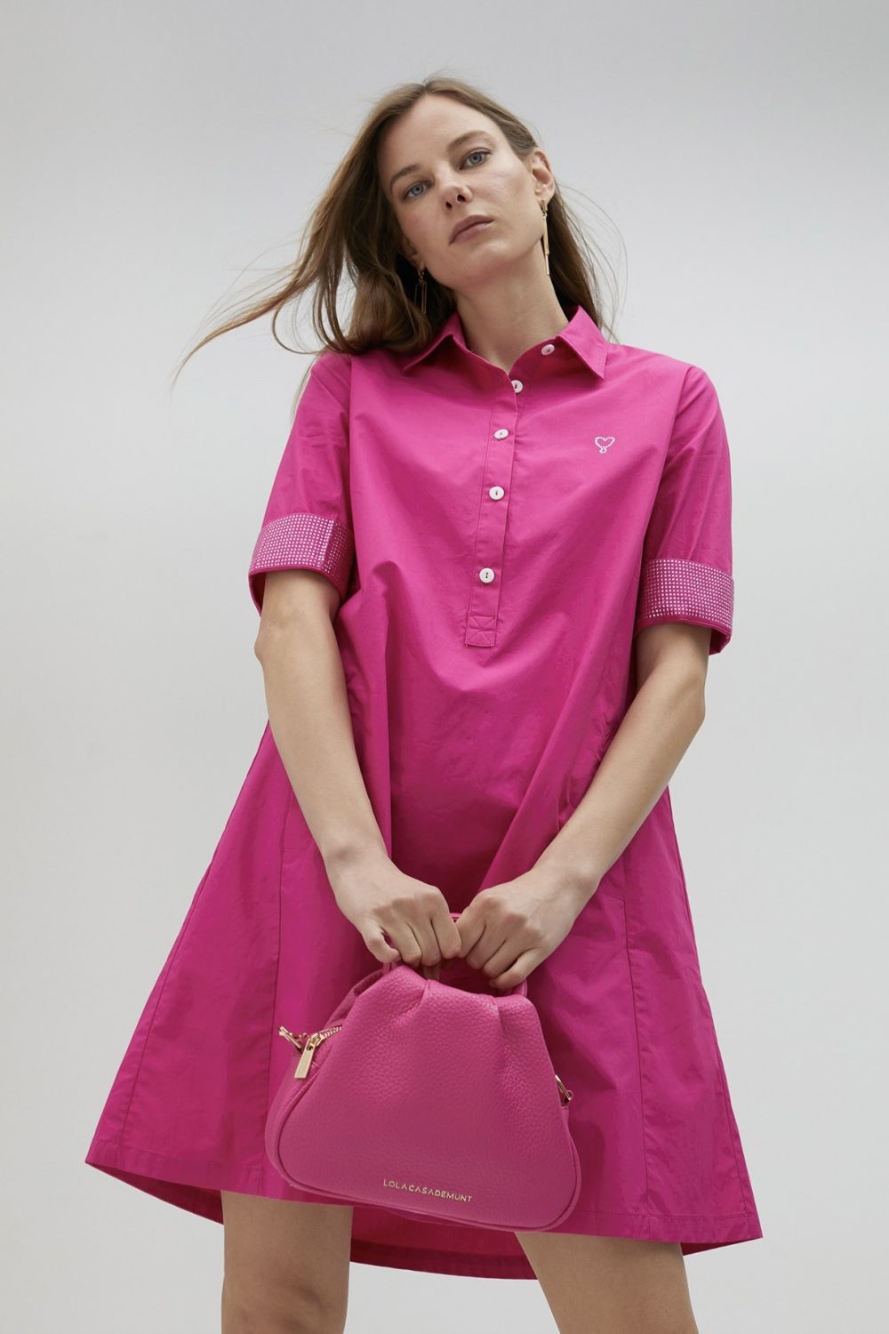 Poplin Dress With Rhinestone Details