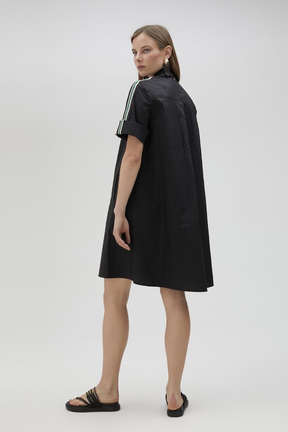 Poplin Black Mini Shirt Dress