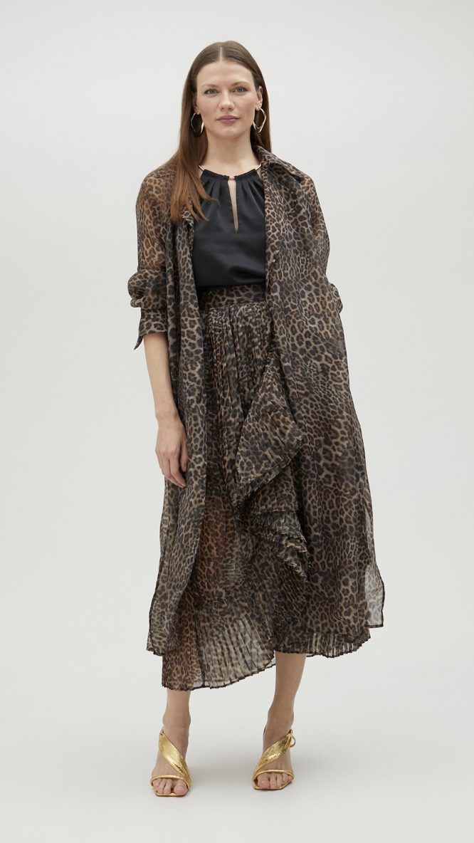 Animal Print Organza Trench Coat