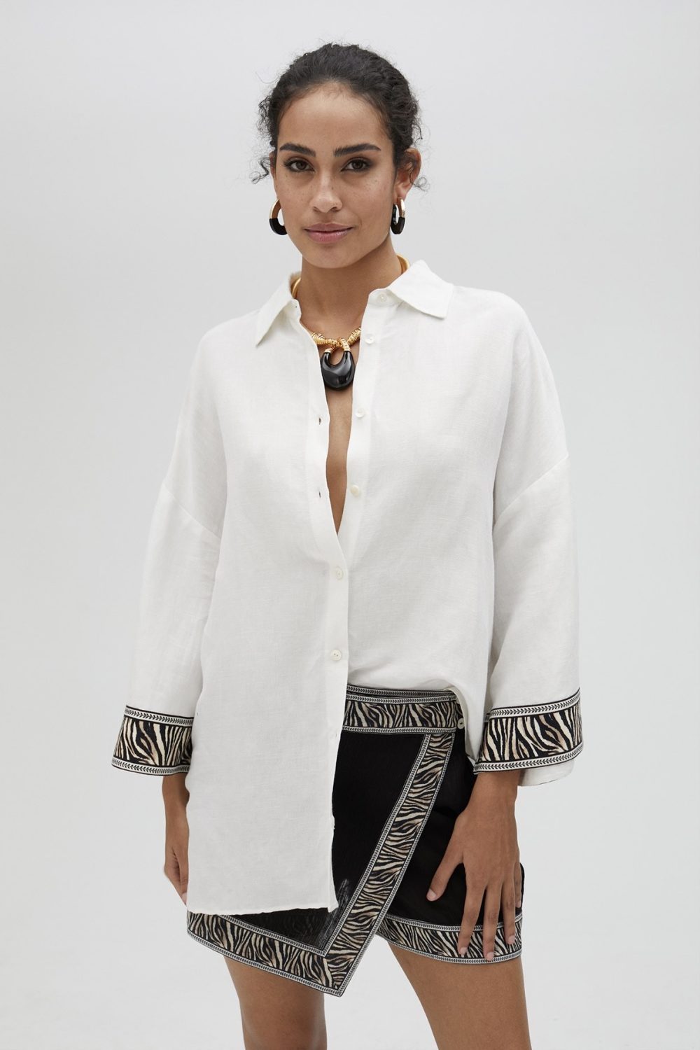 Linen Shirt With Border