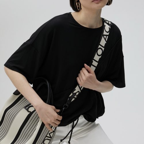 Crossbody Bag with Square Metal Eyelets