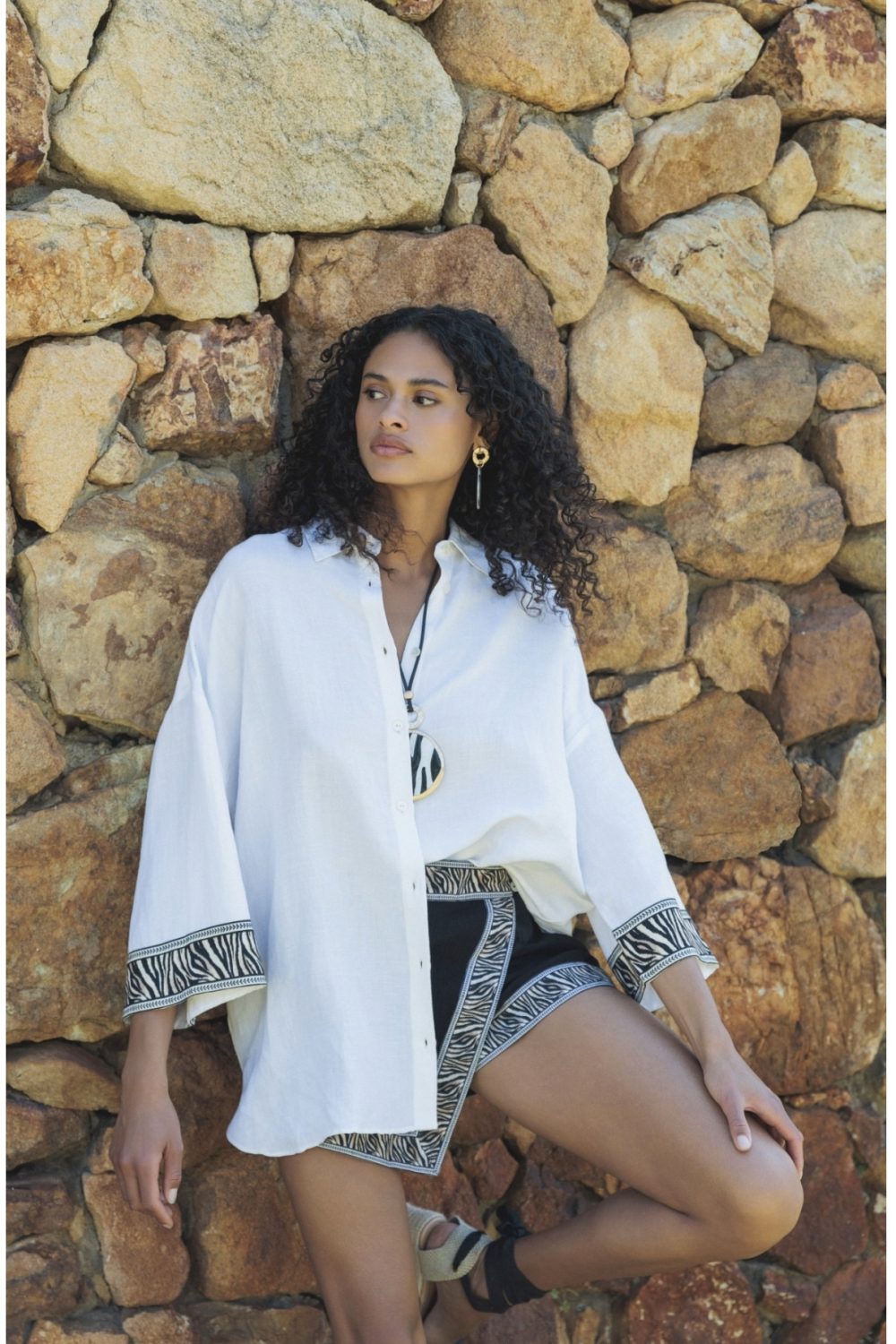 Linen Shirt With Border