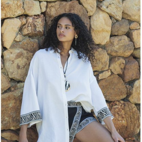 Linen Shirt With Border