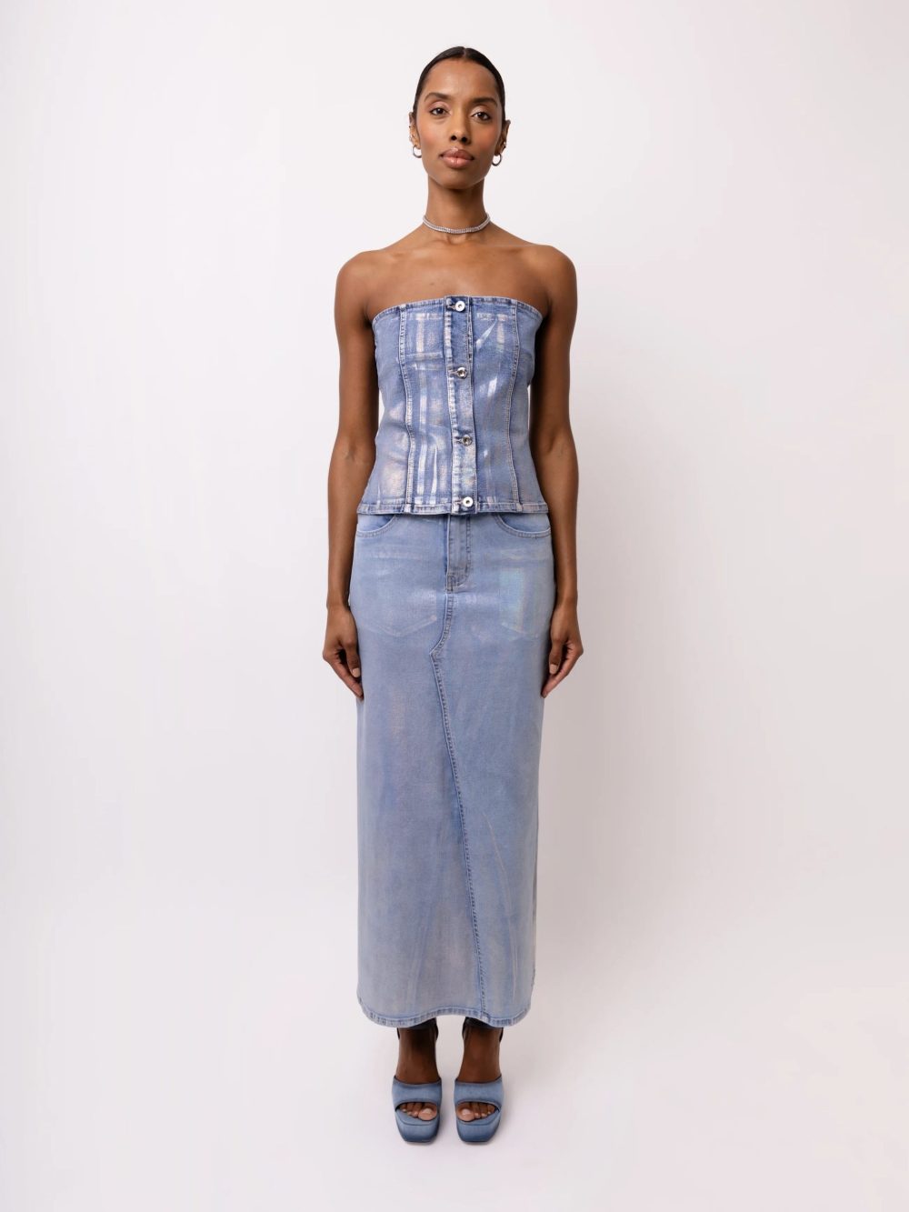 Mimi Denim Metallic Corset