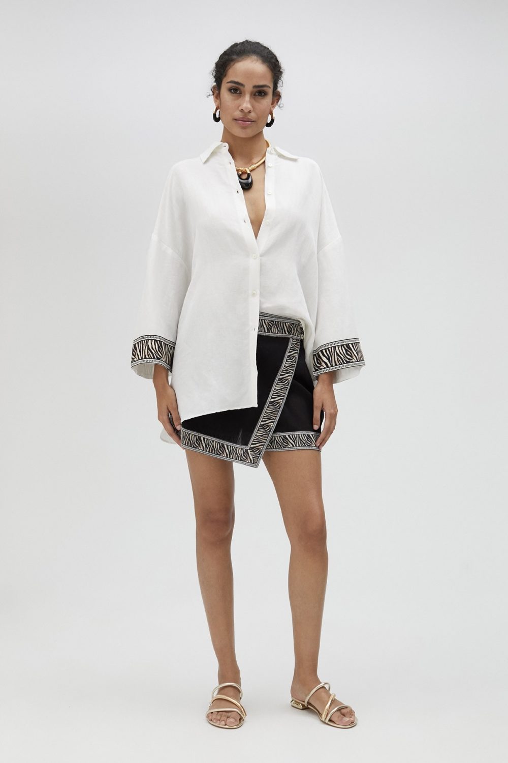 Linen Shirt With Border