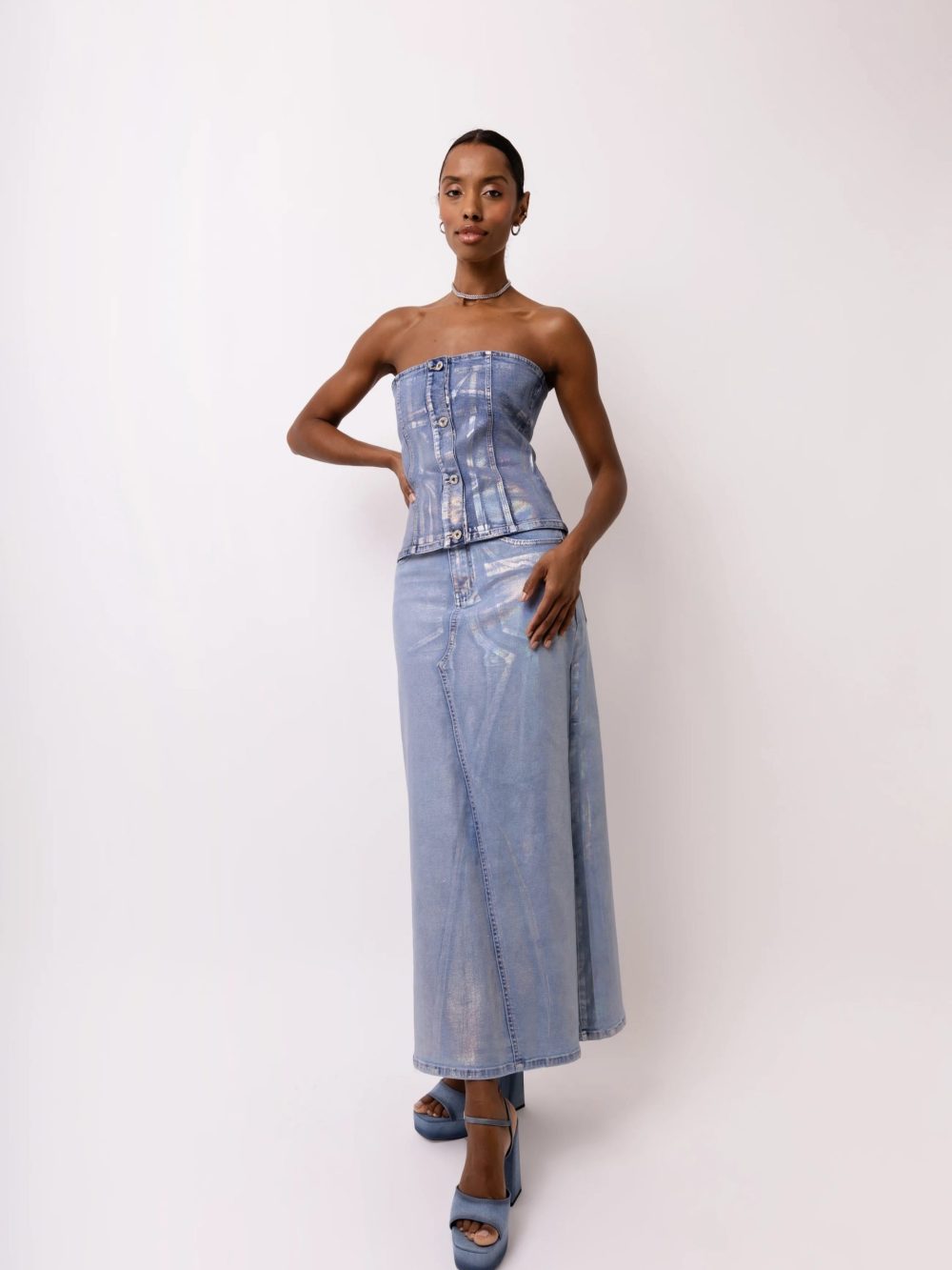 Mimi Denim Metallic Corset