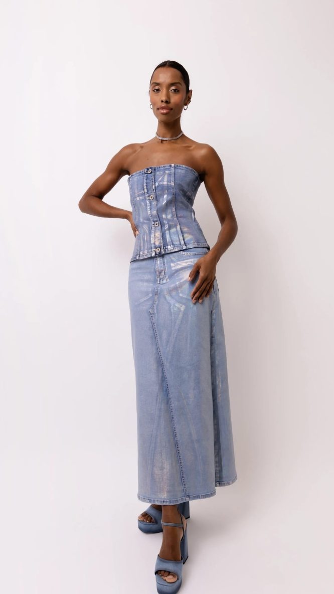Mimi Denim Metallic Skirt