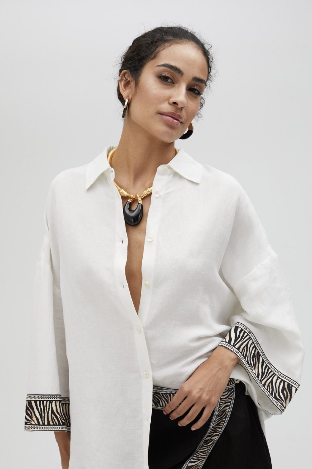 Linen Shirt With Border