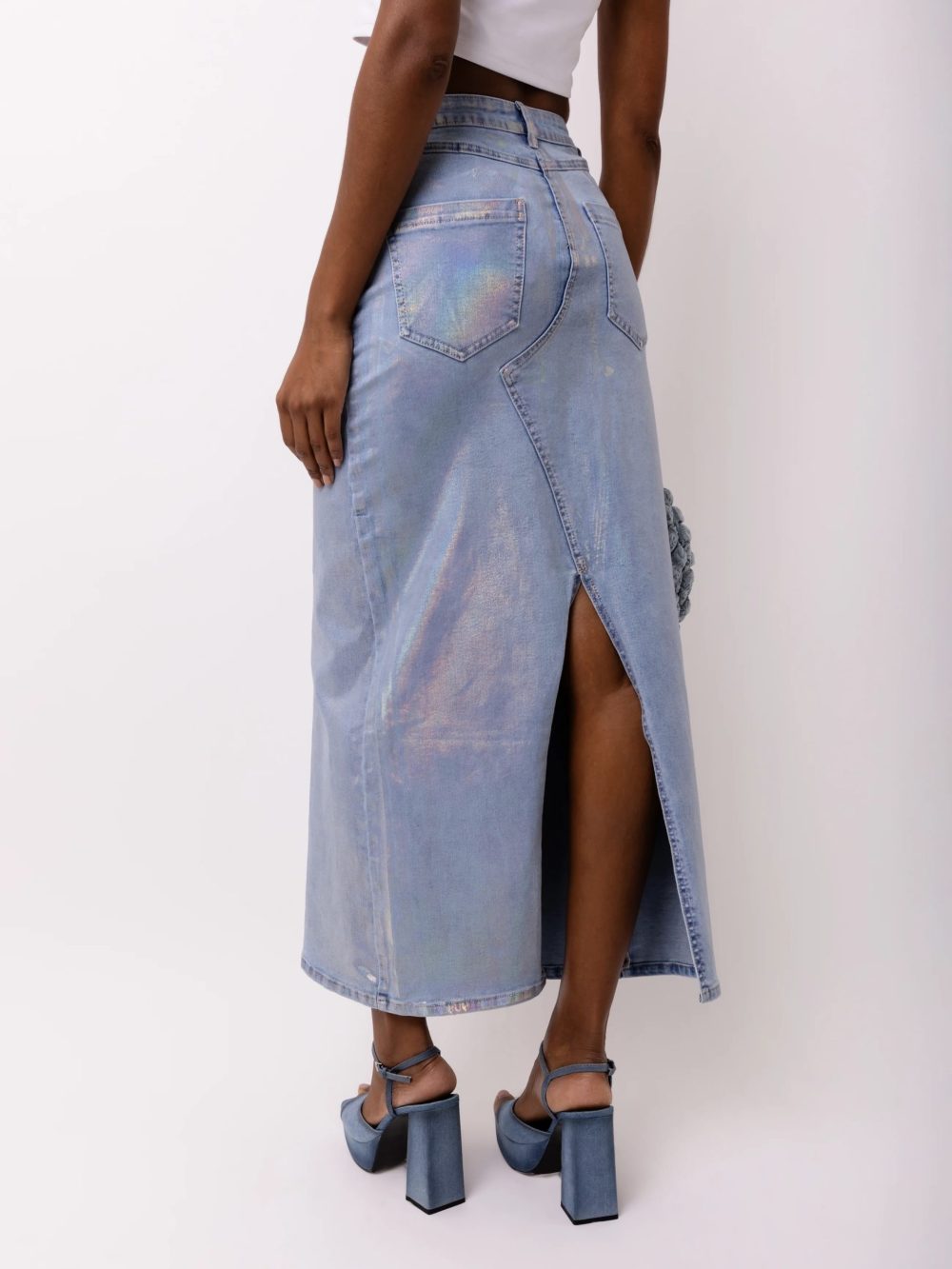 Mimi Denim Metallic Skirt