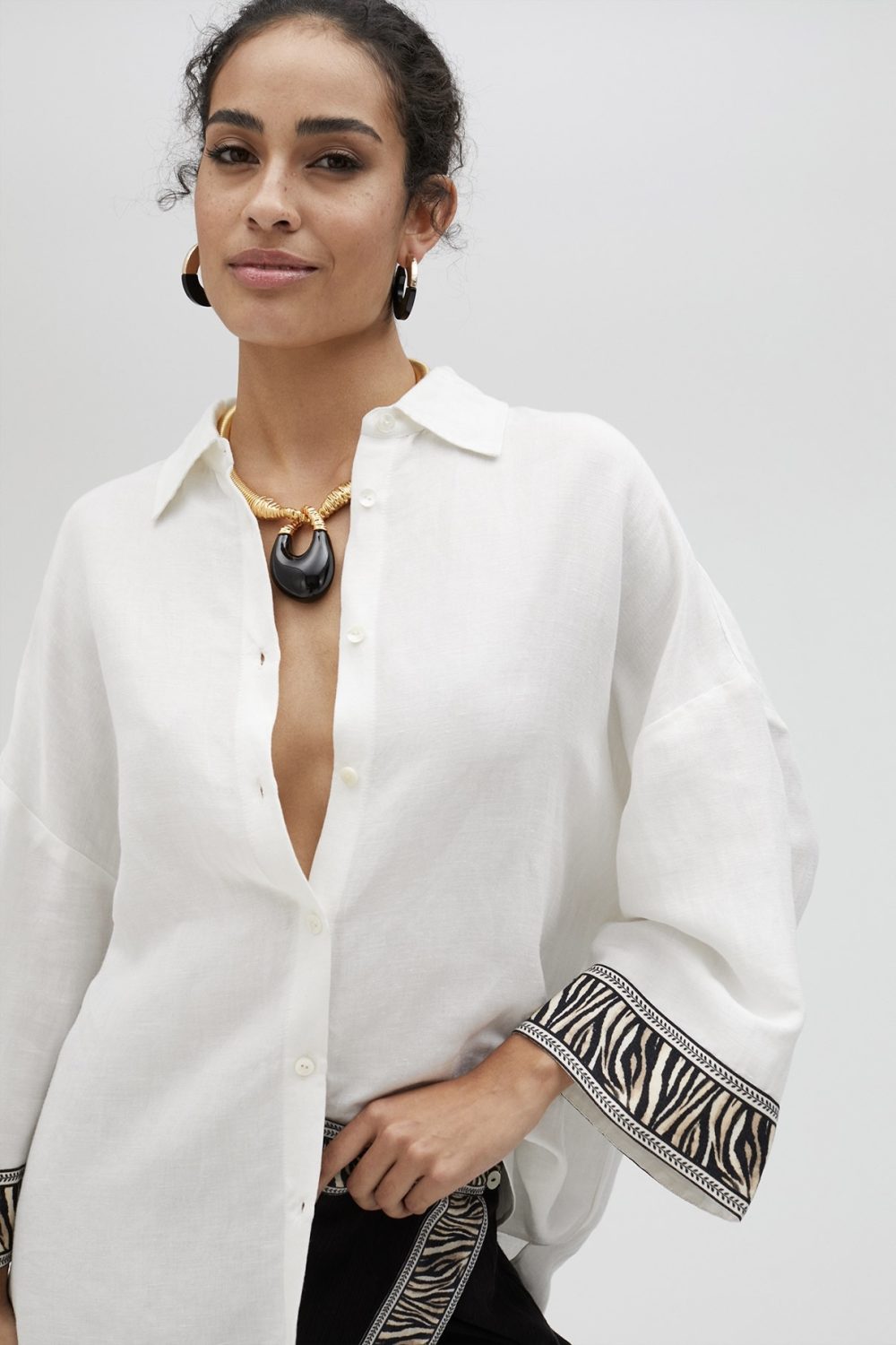 Linen Shirt With Border