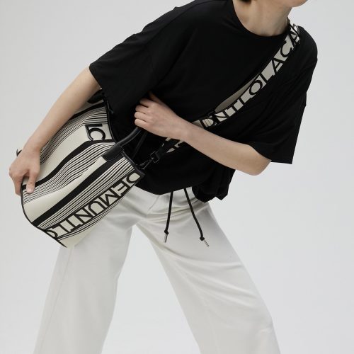 Crossbody Bag with Square Metal Eyelets