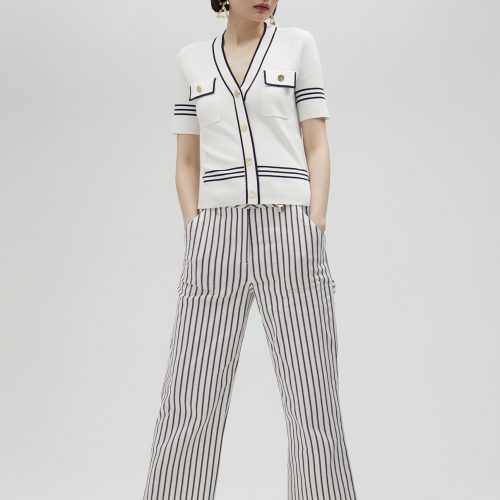 Two-Tone Short-Sleeved Sweater