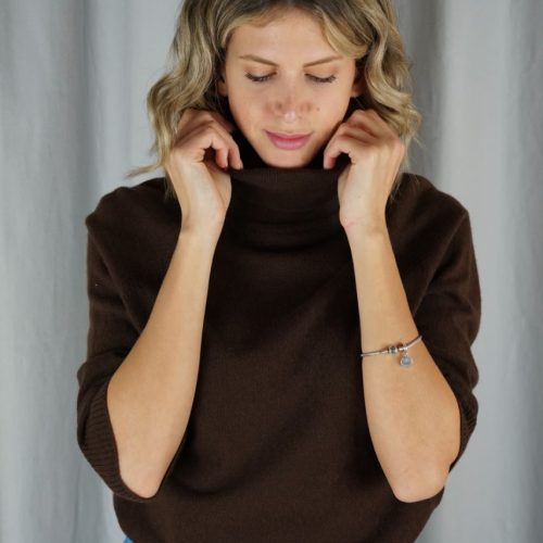 Brown Turtleneck Blouse