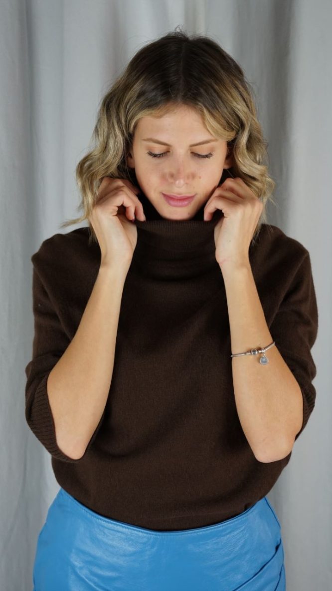 Brown Turtleneck Blouse