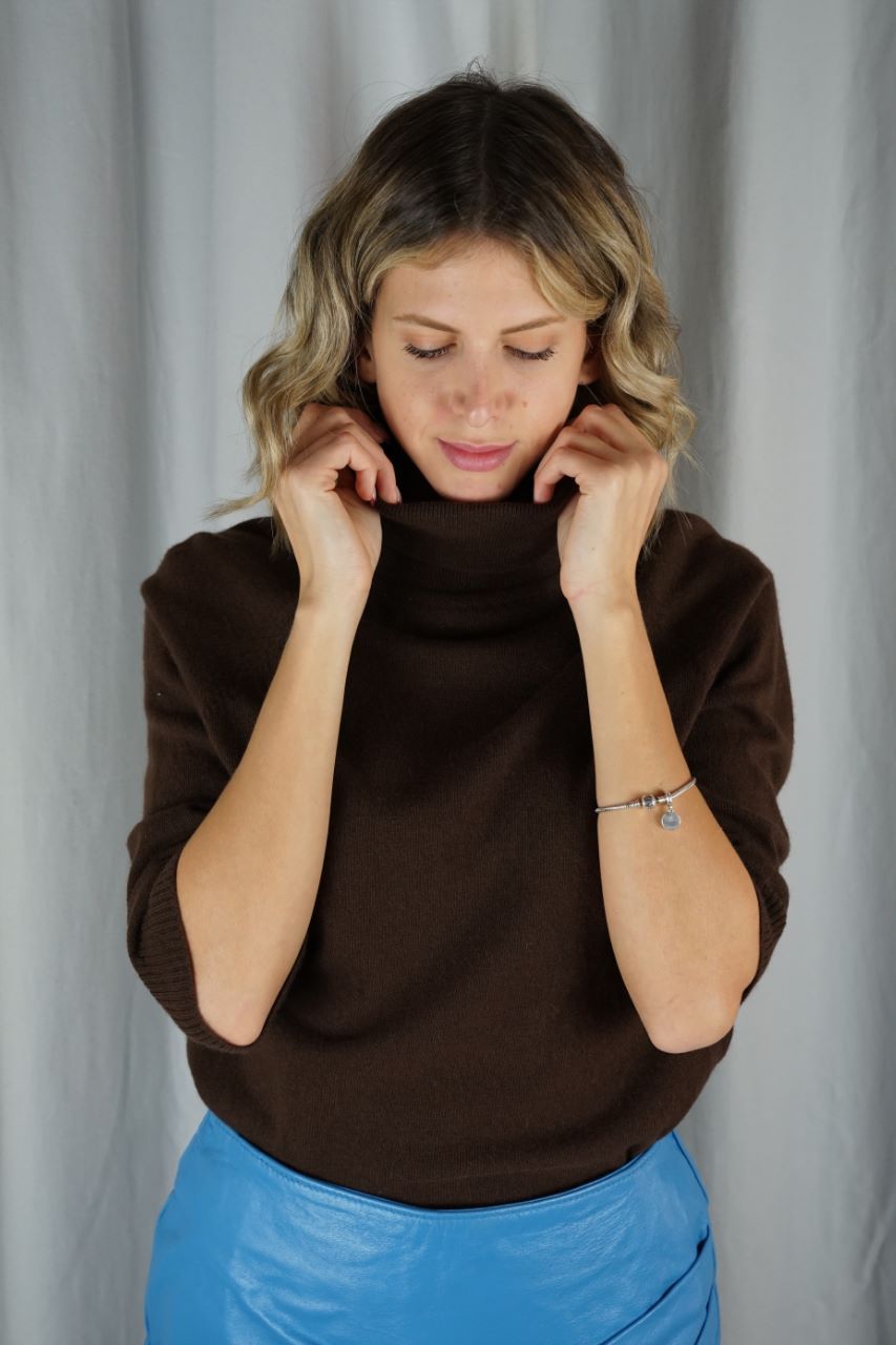 Brown Turtleneck Blouse