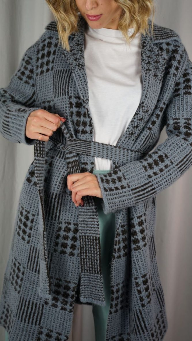 Shiny Plaid Cardigan