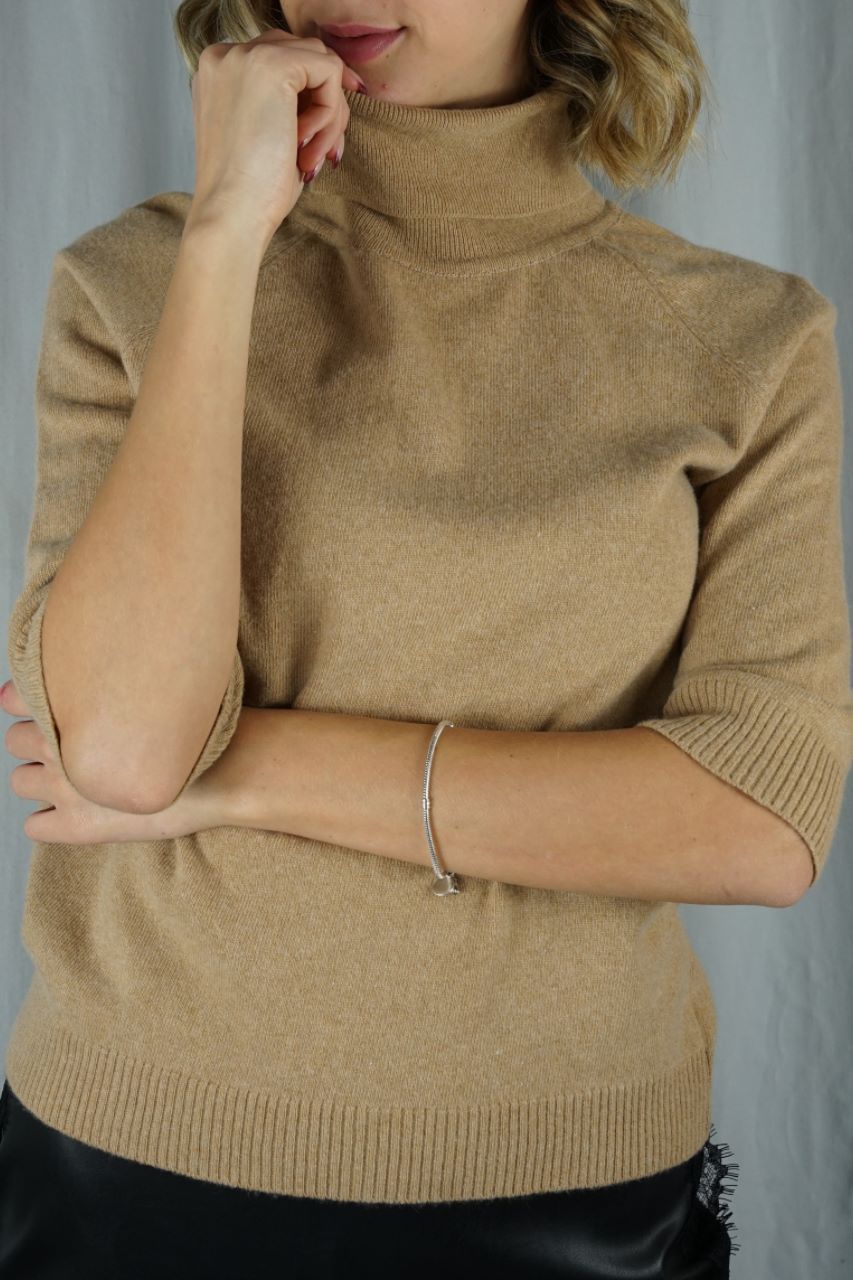 Camel Turtleneck Blouse